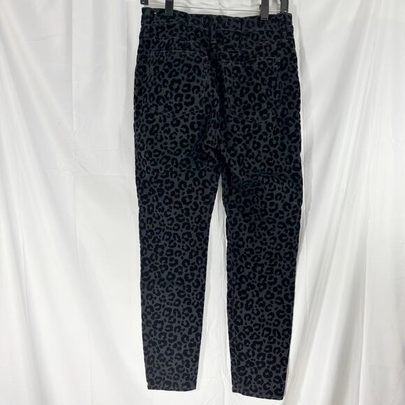 Madewell Black 9” Mid Rise Flocked Leopard Print Skinny Jeans Women’s 29 - Picture 2 of 6